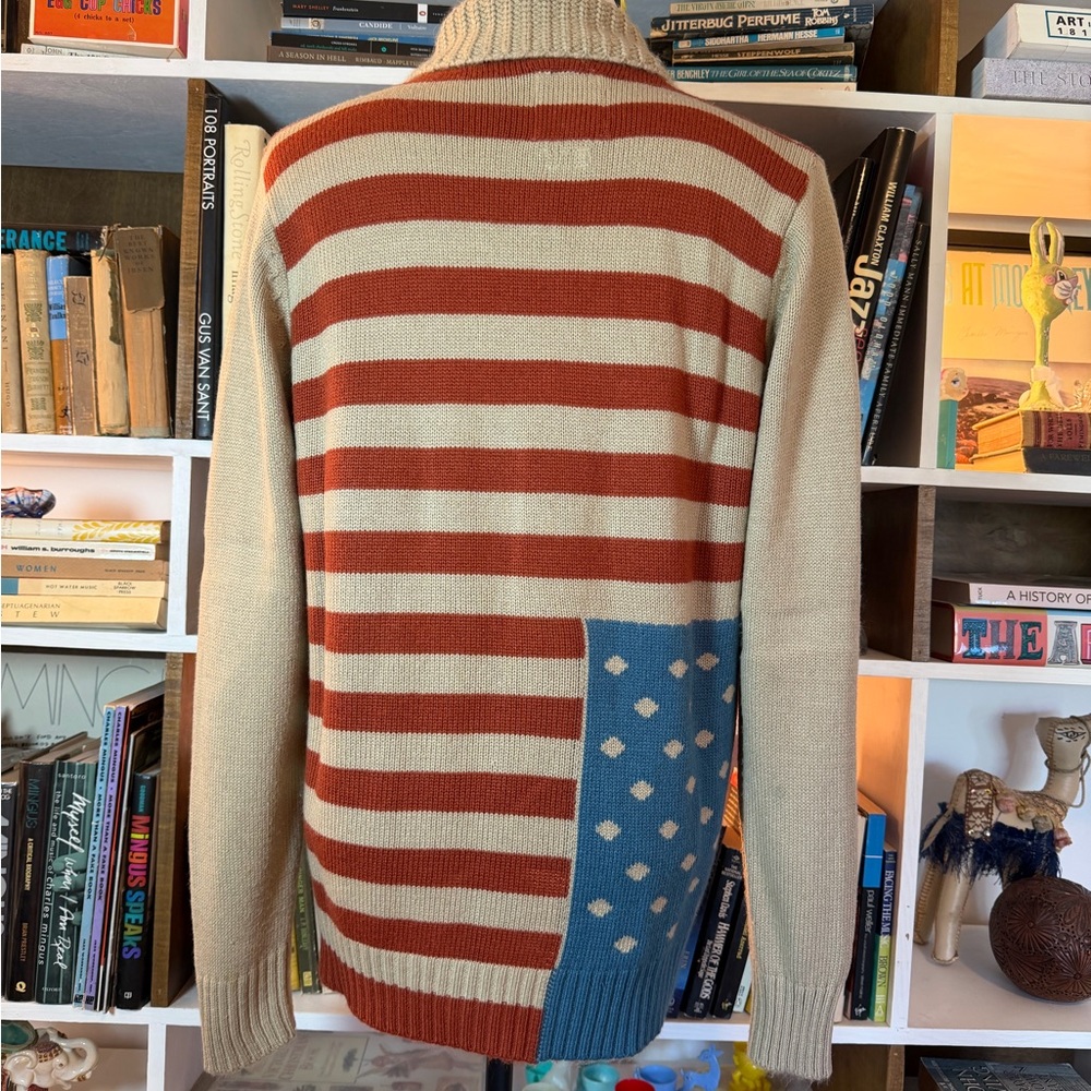 Visvim Beige and Red Striped Sturgis Sweater